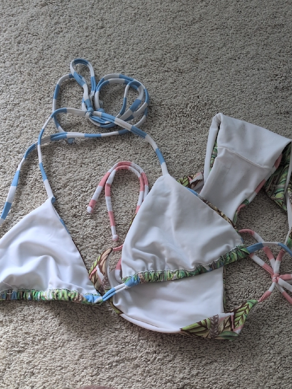 Mara Hoffman Striped Floral Bikini in Blue, Pink & Green - Picture 3 of 3